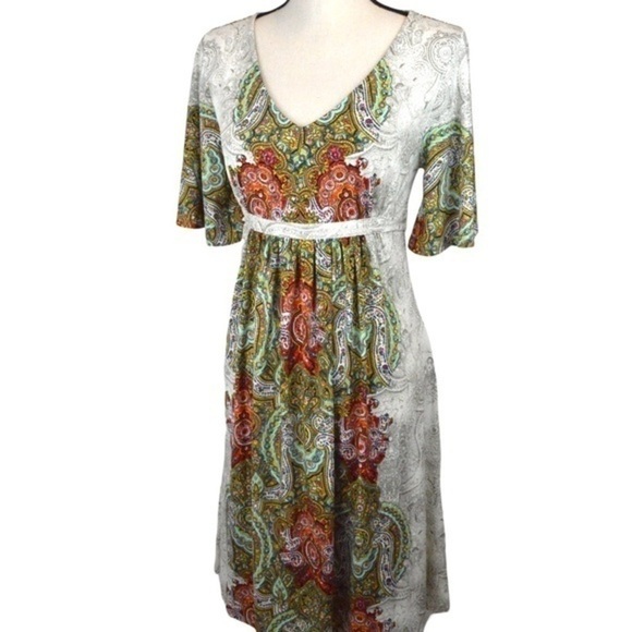 Monroe & Main Paisley Print Dress, High Waist with Attached Tie, Small Fairy - Picture 1 of 7
